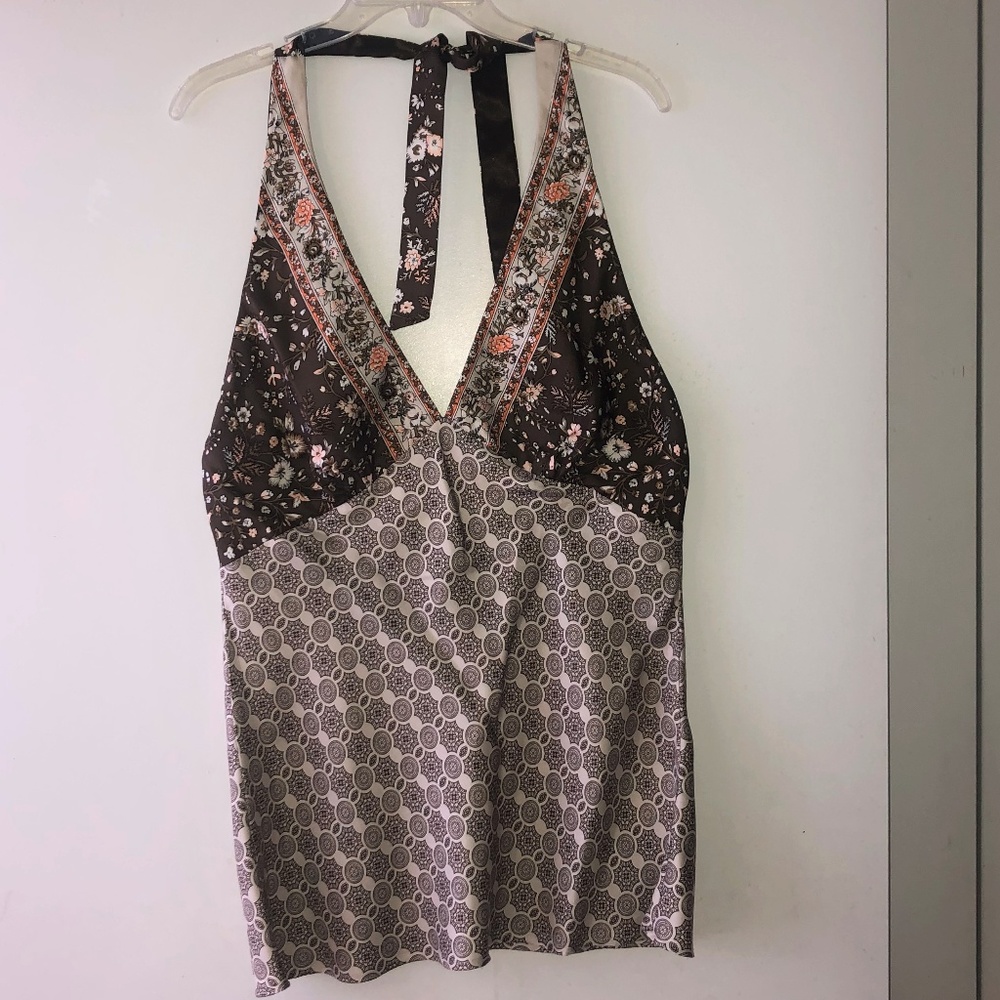 Shelli Segal Brown/White/Orange Backless Top